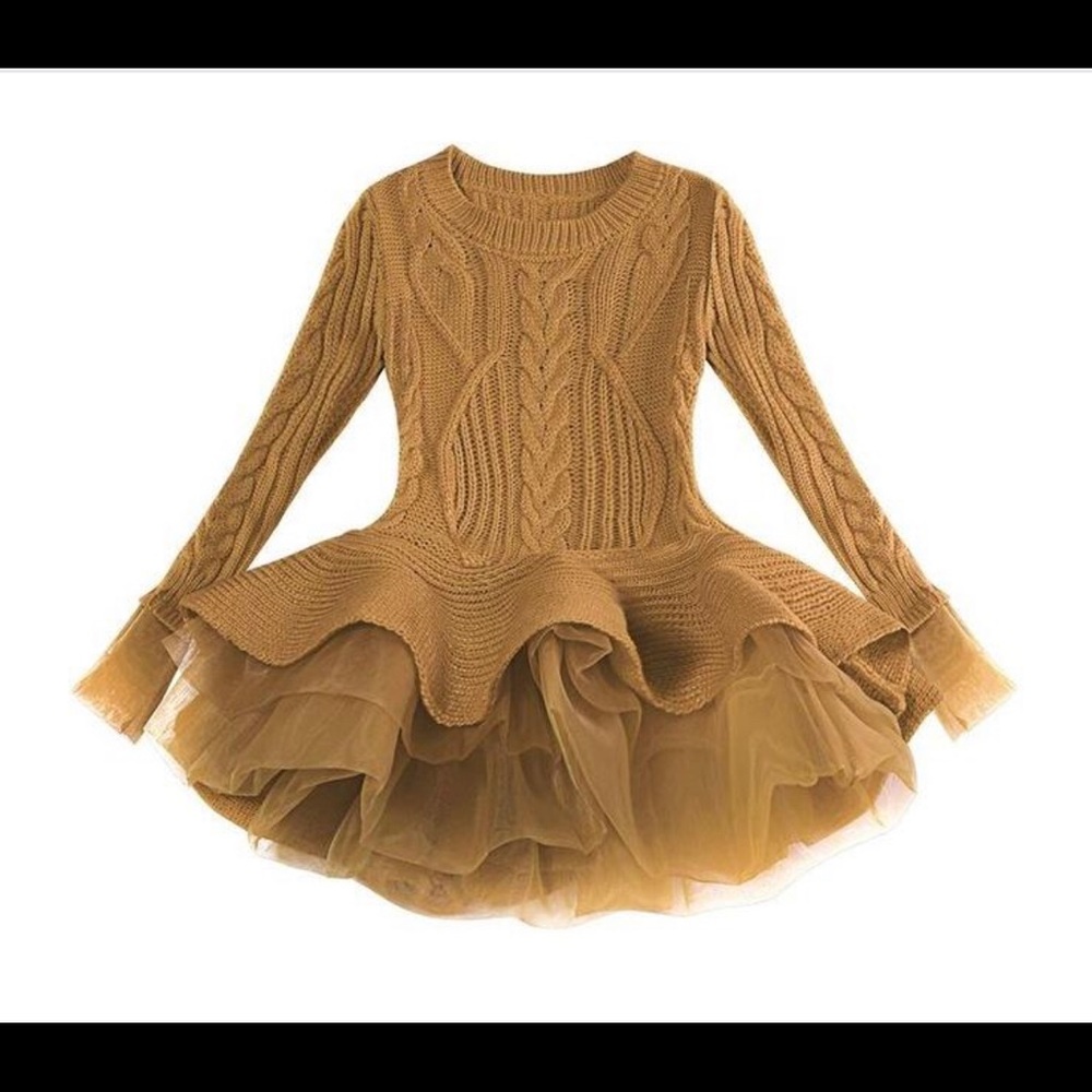 Brown Toddler Size 2T Tutu Sweater Dress